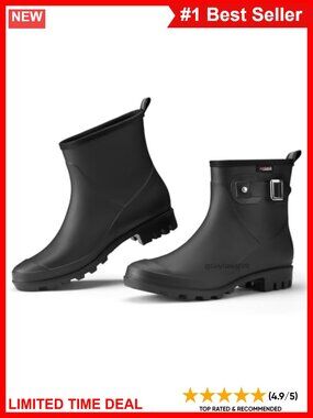Waterproof Ankle Rain Boots Rubber Garden Shoes Anti-Slip